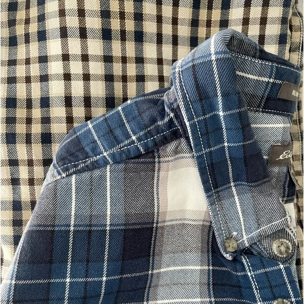 eddie bauer flannel shirt Bundle Of Two Classic Plaid mens Medium